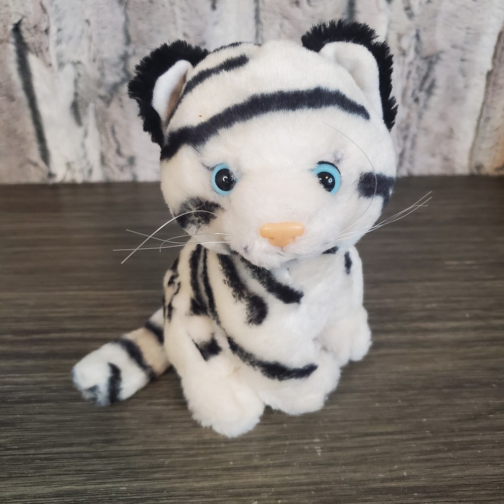 Milka Siberian Tiger Cub White Plush Baby 6" Stuffed Animal,  Blue Eyes CUTE